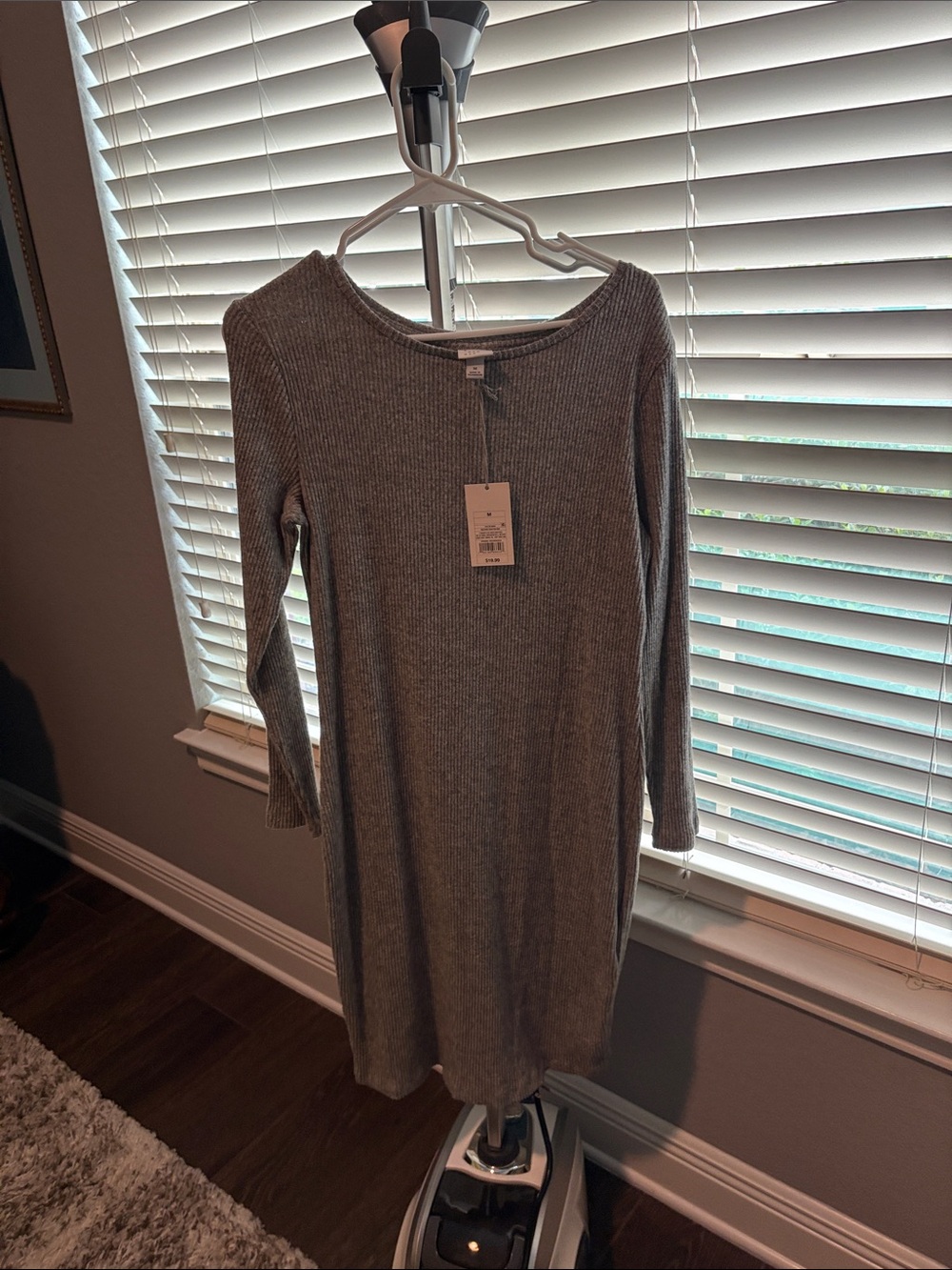 a new day Gray Ribbed Long Sleeve Knit Dress